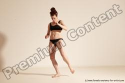 Underwear Martial art Woman White Moving poses Slim medium brown Dynamic poses Academic